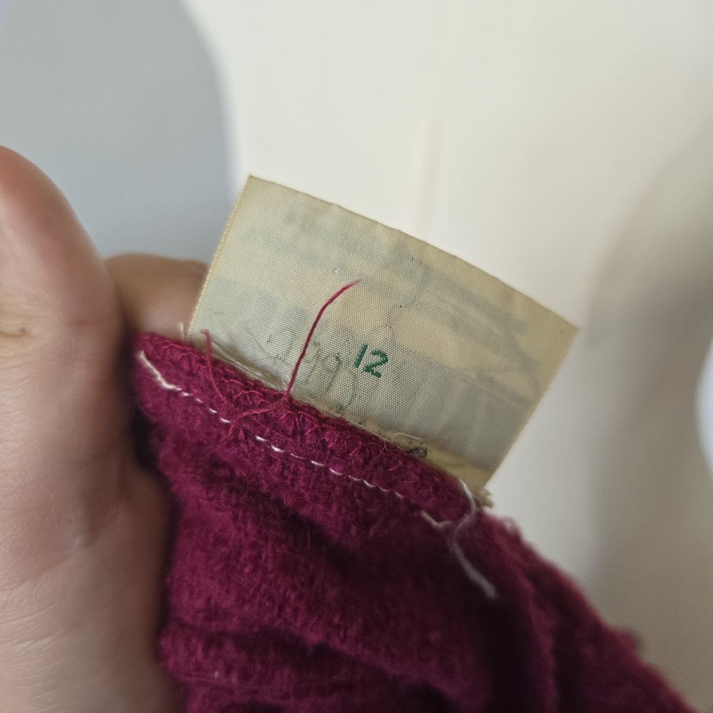 Vintage Strelitz | 12 | Vintage Burgundy New Wool 3 Pocket Jacket - Picture 9 of 11